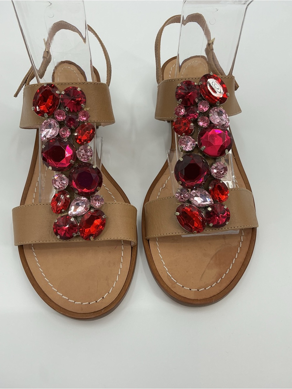 Kate Spade Red Pink Bejeweled Sandals